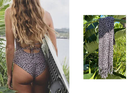 Leopard print surface design for swimwear.