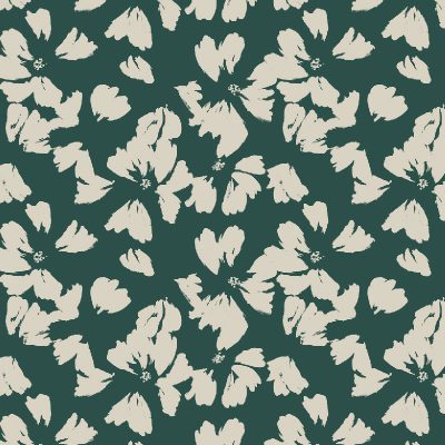 The artwork features oversized, sketchy petals rendered in a sophisticated, commercial palette.