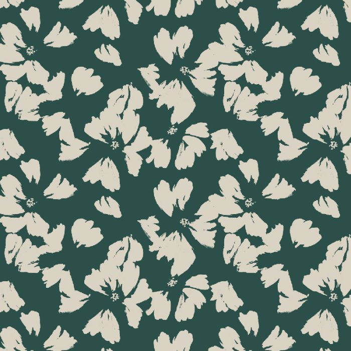 The artwork features oversized, sketchy petals rendered in a sophisticated, commercial palette.