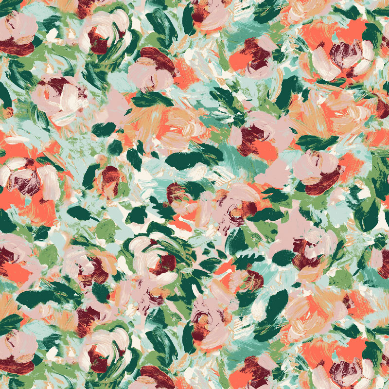 Rose garden hand painted ditsy with logo surface art