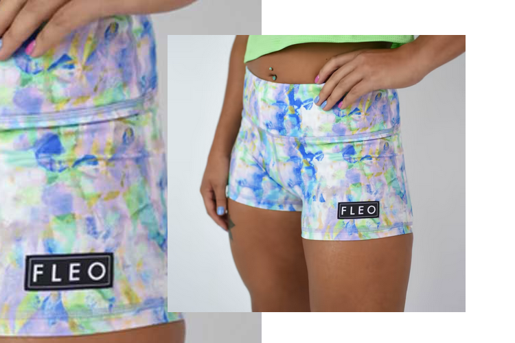 Abstract blue tones surface pattern design for Fleo sports gear by Susanna Nousiainen