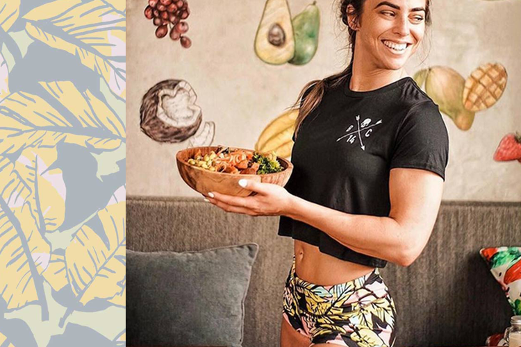 Palm leaves surface pattern design for Fleo sports gear by Susanna Nousiainen