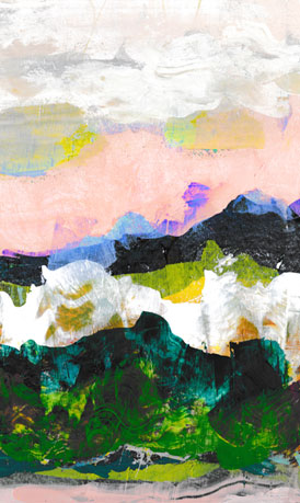 Abstract pastel tones scenery painting by Susanna Nousiainen