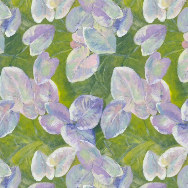 Leaves on a lake repeating pattern hand painted by Susanna Nousiainen