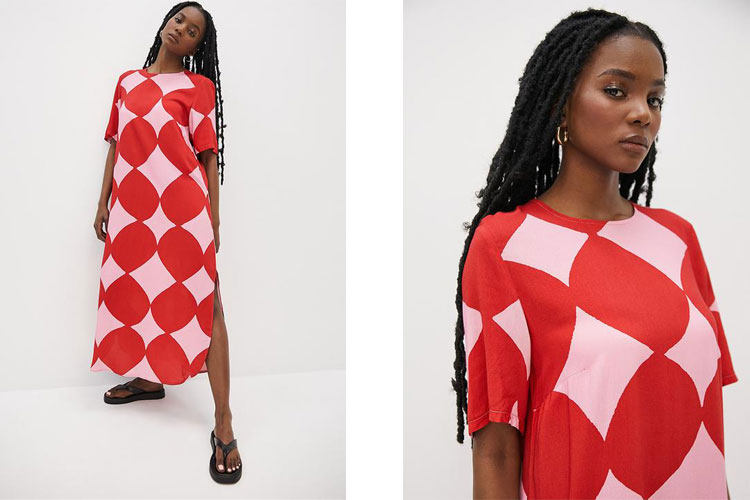 Red geometric surface pattern design