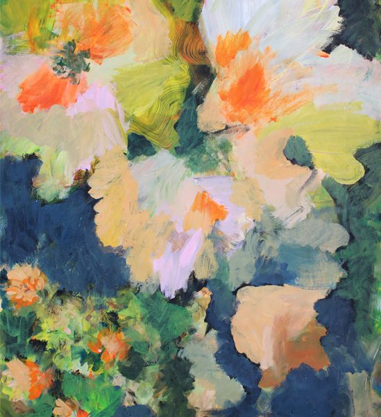 Abstract bright tones hand painted flowers by Susanna Nousiainen