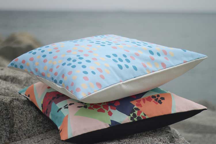 Fun colours surface pattern throw pillows by Susanna Nousiainen