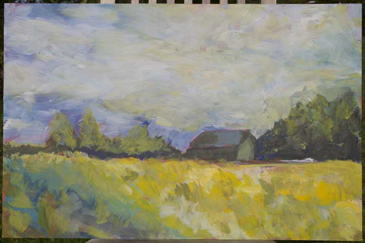 Painting countryside road art work Susanna Nousiainen