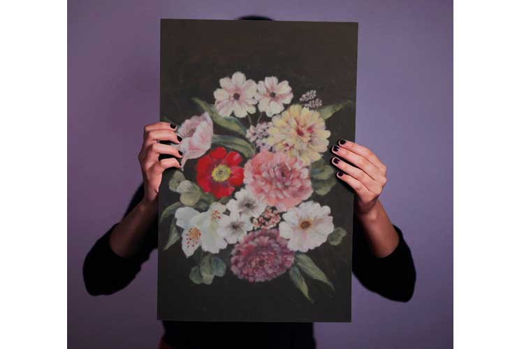Painting romantic flowers art work Susanna Nousiainen