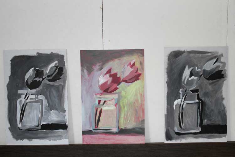 Painting tulips art work Susanna Nousiainen