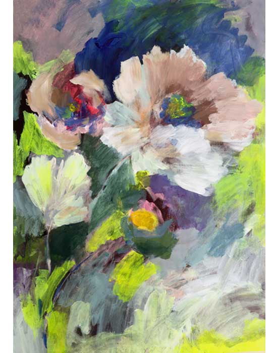 flowers acrylic painted art piece by Susanna Nousiainen